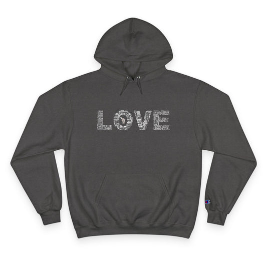 Peace in LOVE Graphic Hoodie — Distressed Text Champion-Style Pullover