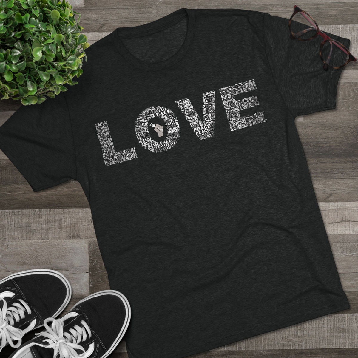 LOVE Typography T‑Shirt — Word Collage Design