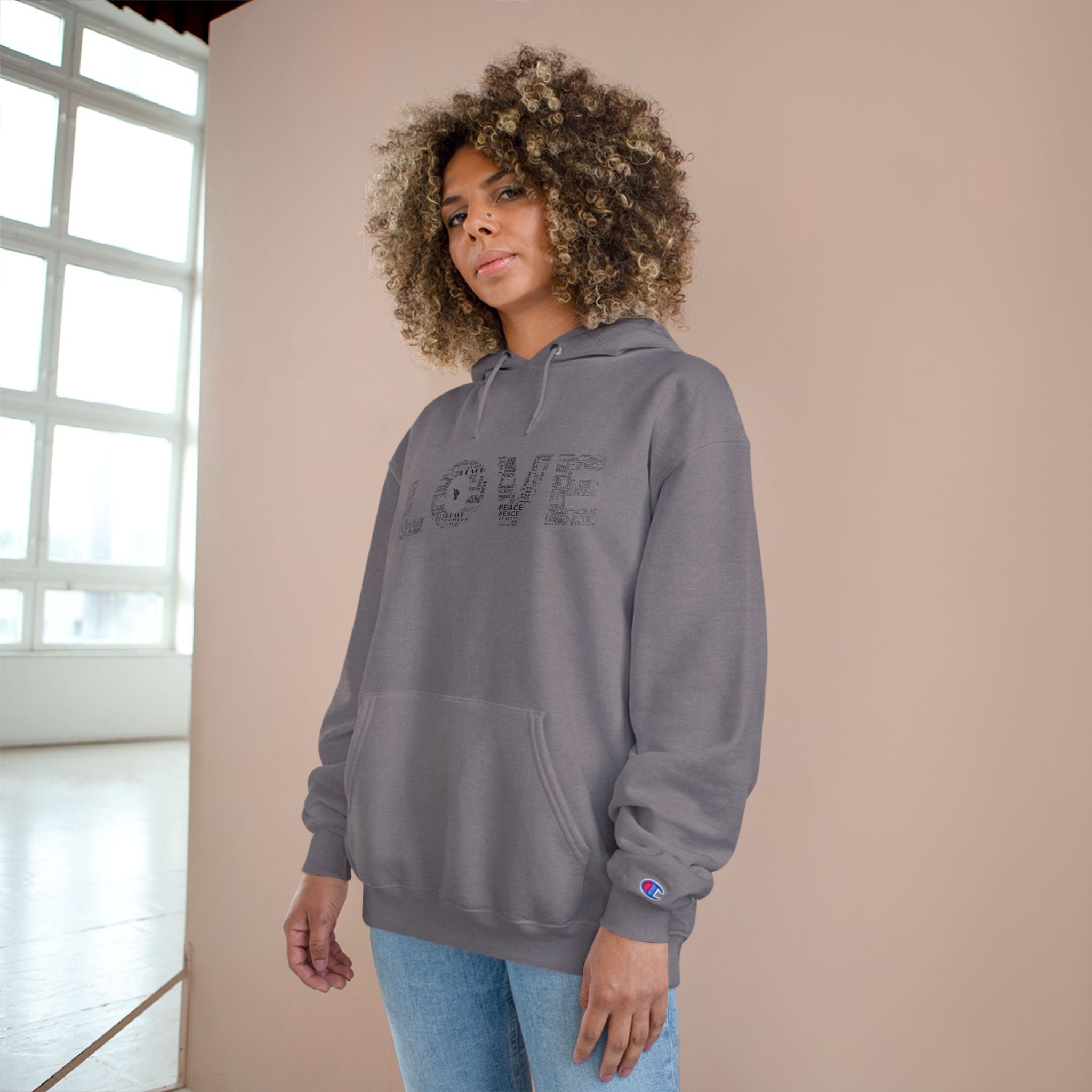 Peace inside LOVE' Graphic Champion Hoodie with MacroBites Back Logo