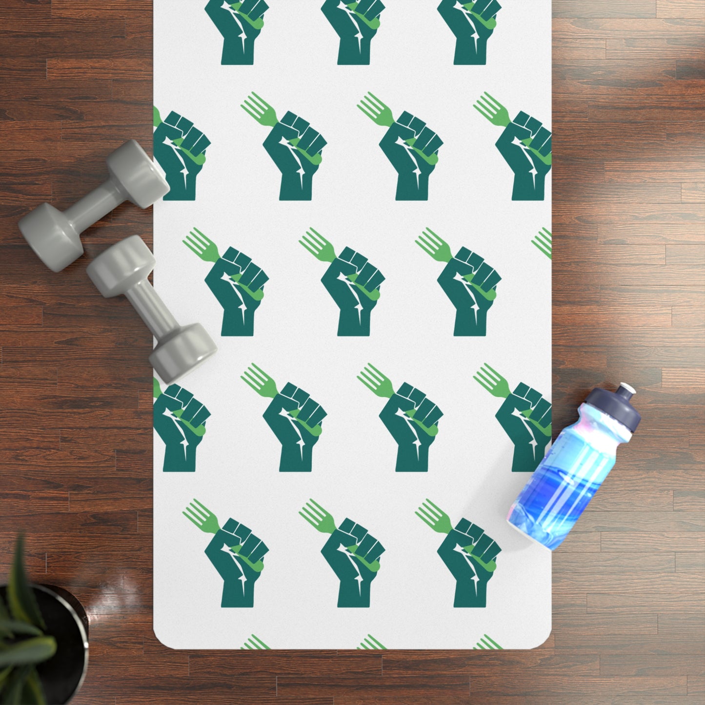 Empowering Fist and Fork Rubber Yoga Mat