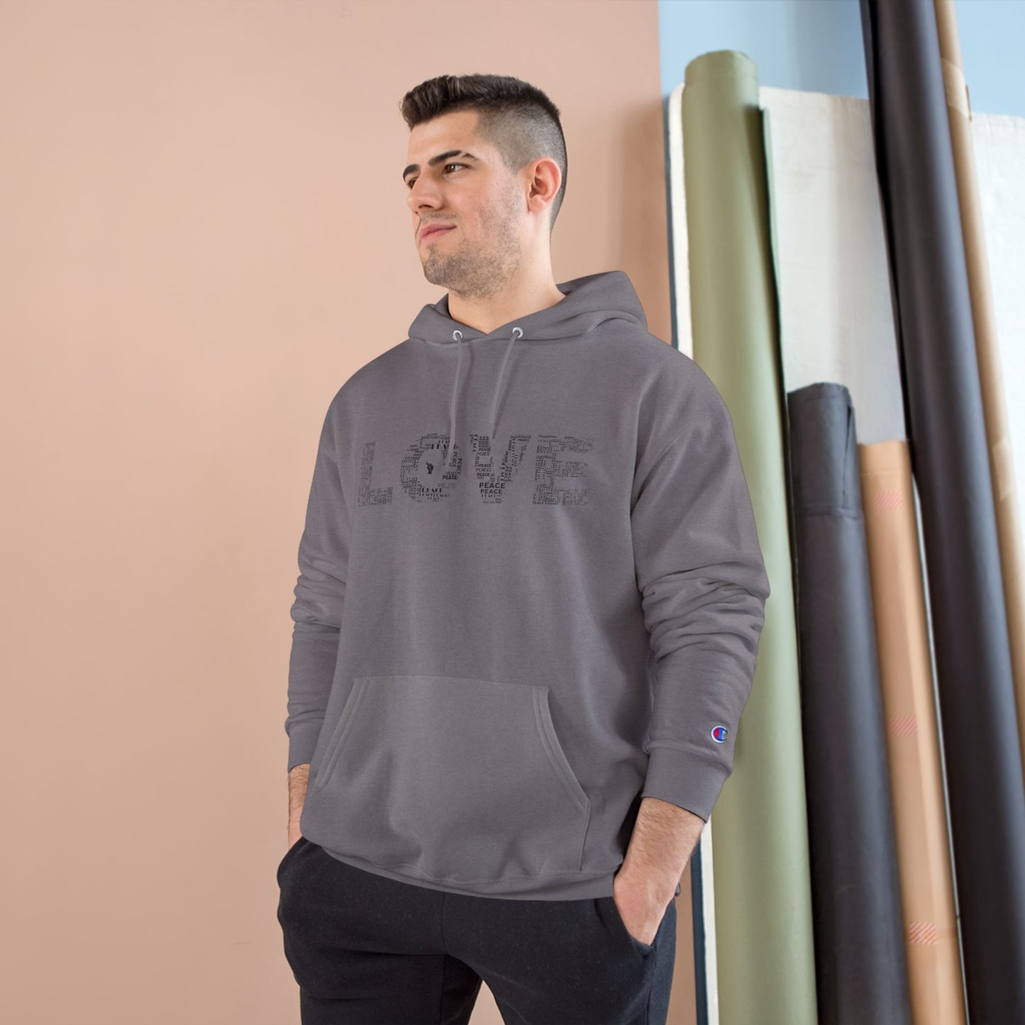 'Peace inside LOVE' Graphic Champion Hoodie with MacroBites Back Logo