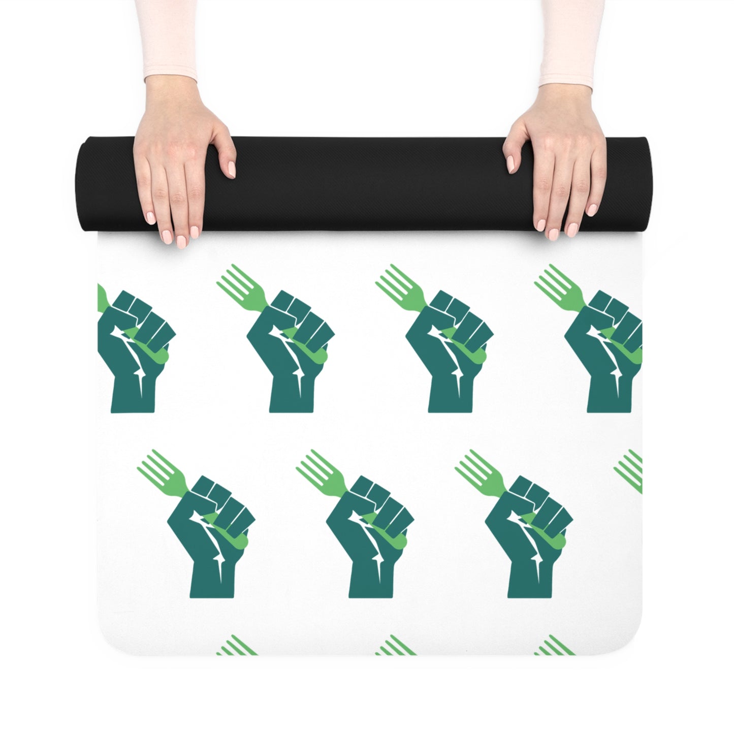 Empowering Fist and Fork Rubber Yoga Mat