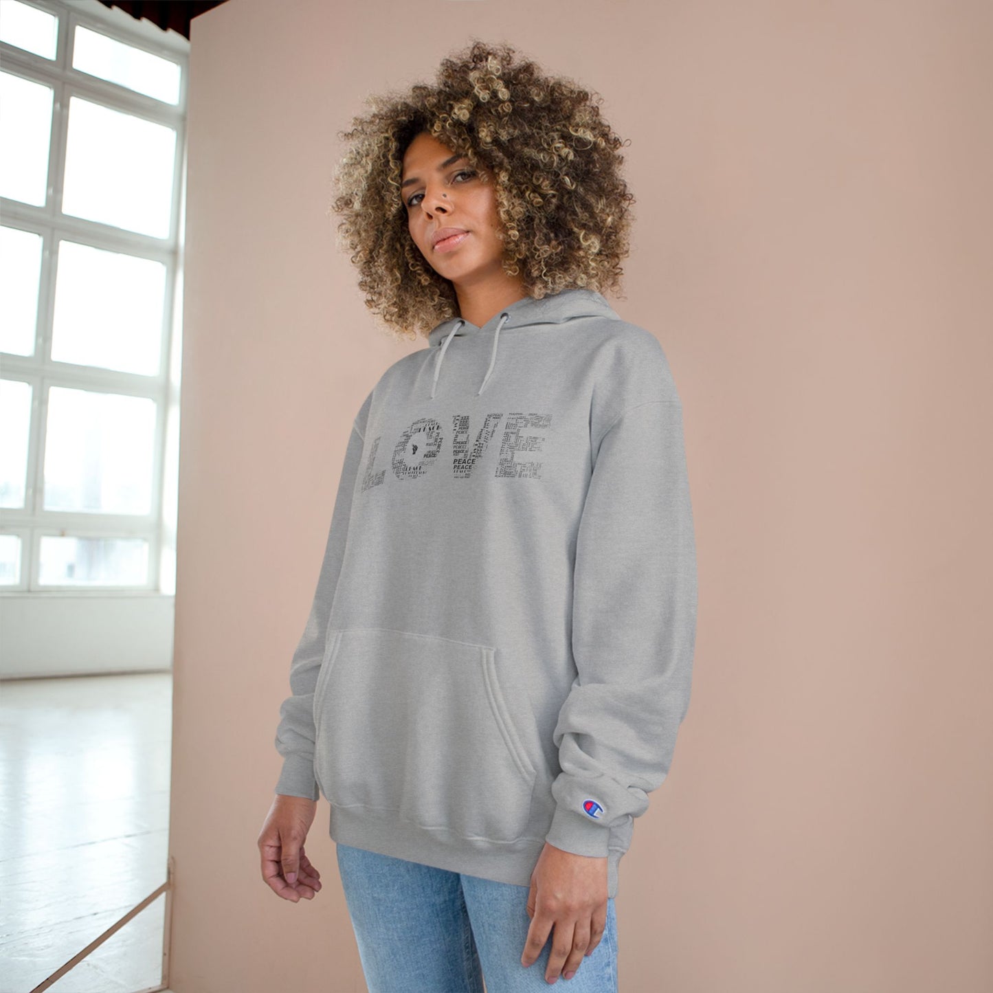 'Peace inside LOVE' Graphic Champion Hoodie with MacroBites Back Logo