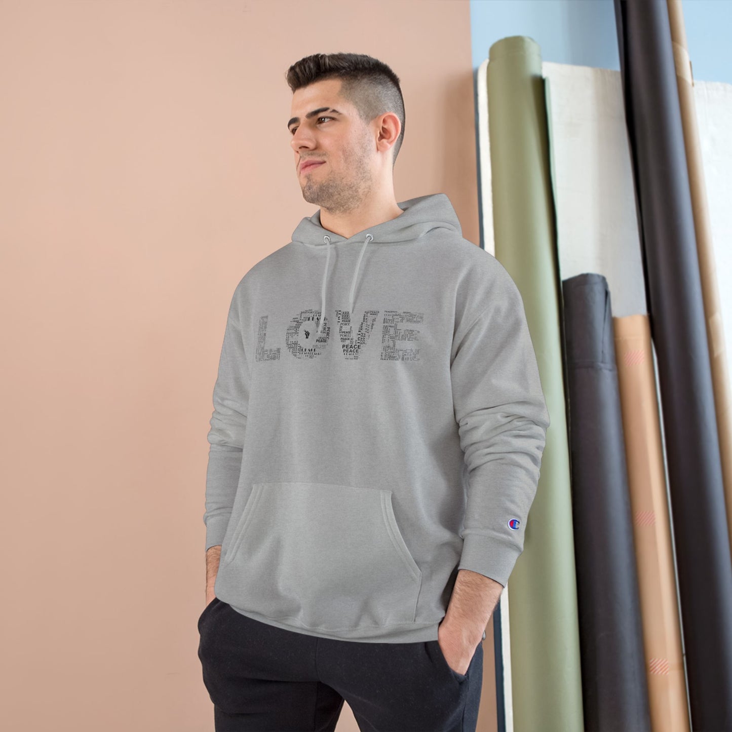 'Peace inside LOVE' Graphic Champion Hoodie with MacroBites Back Logo