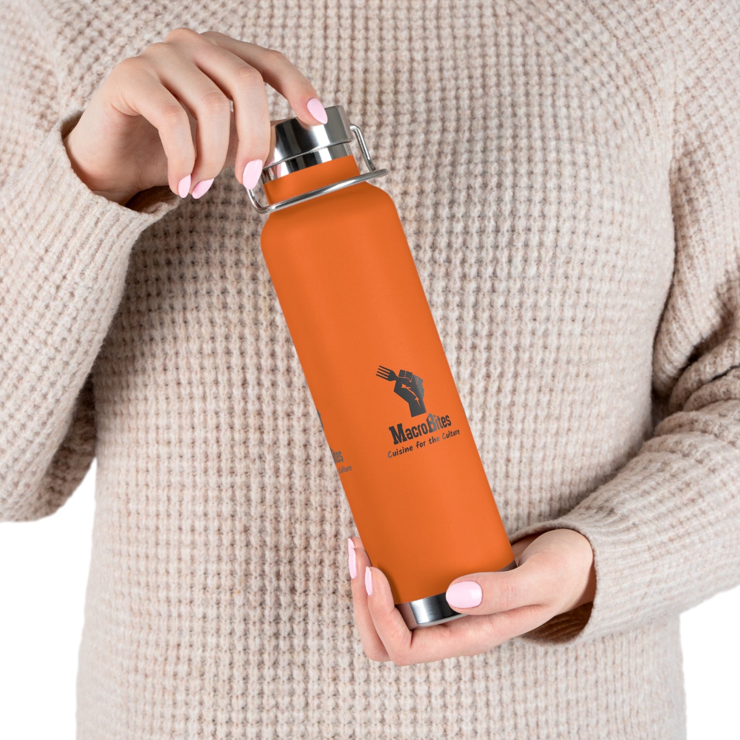 Copper Vacuum Insulated Water Bottle - 22oz with Macrobites Logo